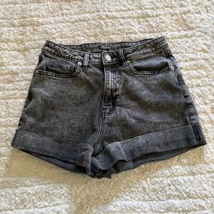 Wild Fable Women Super High Rise Rolled Cuff Denim Shorts Acid Wash Black Size 6